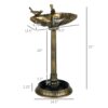 Outsunny - Antique Bird Bath With Pedestal Flower Planter Base, Vintage Style Decorative Birdbath, Bird Feeder Bowl & Planter Decoration Yard Statue - Bronze - Image 3