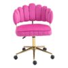Velvet Home Office Desk Chair, Modern Cute Computer Chair, Wheels Swivel Height Adjustable Task Chair - Rose Red - Image 15