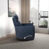 Carson - Swivel Glider Suede Recliner Chair - Midnight Blue - Image 4