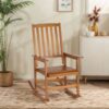 Acacia Indoor Rocking Chair, Outdoor Solid Patio Furniture New Style - Light Brown - Image 3
