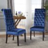 Elegant George Hi Back Dining Chair (Set of 2) With Tufted Velvet - Navy Blue - Image 4