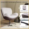 360° Swivel Office Chair, Modern Chenille Chair With And Metal Base Frame, No Wheels, Accent Chair - White - Image 7
