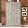 3 Door Shutter Wardrobe With Shelves - Gray - Image 9
