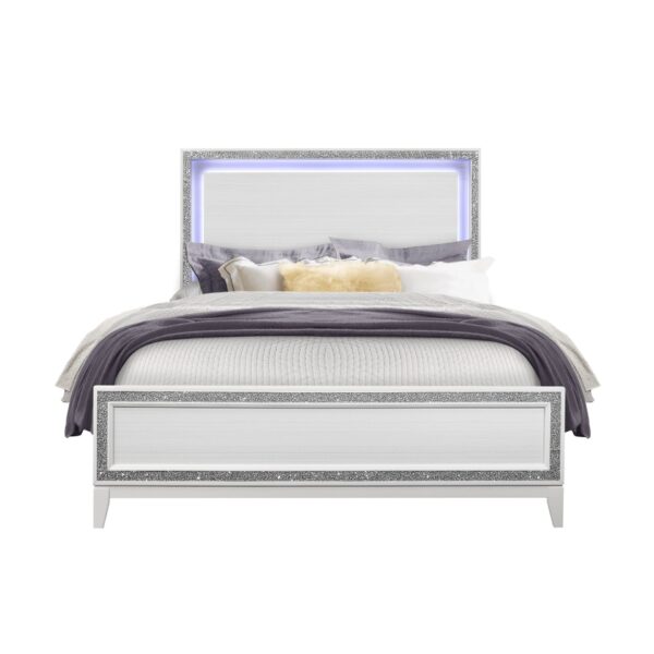 Almera - Queen Bed Glitter - White