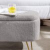Storage Ottoman Bench For End Of Bed Gold Legs, Modern Gray Faux Fur Entryway Bench Upholstered Padded With Storage For Living Room Bedroom - Gray - Image 9