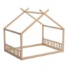 Full Size Montessori Style House Bed For Kids, Floor Bed Frame With Headboard And Footboard, Fence Bed For Girls, Boys, Slat Not Included - Natural - Image 5