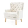 Vintage Style Club Chair, Granular Plush Fabric, Rubber Wood Legs - Almond - Image 12