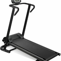 Folding Manual Walking Treadmill, Non-Electric Treadmill With Armrests And Lcd Display, Suitable For Aerobic Sport Fitness Equipment In Home Gym, Office, Apartment - Black