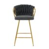 Modern Design High Stool With Gold Plated Legs For Kitchen Dining Linen (Set of 2) - Dark Gray - Image 13