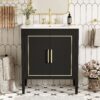 Bathroom Vanity With Ceramic Basin, Soft Close Door, Built-In Hidden Drawer - Black - Image 2
