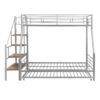 Twin Over Full Size Metal Bunk Bed With Trundle And Storage Staircase - Silver - Image 14
