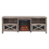 Industrial Farmhouse Metal Mesh Drop Down X Door 70" Fireplace TV Stand For 80" TVs - Gray Wash - Image 2