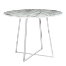 Cosmo - Contemporary / Glam Dining Table - Chrome / White
