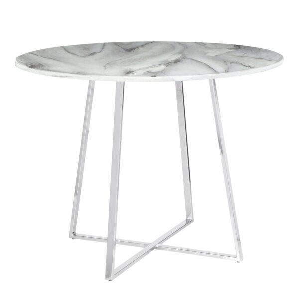 Cosmo - Contemporary / Glam Dining Table - Chrome / White