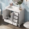 Bathroom Vanity With Ceramic Sink Combo, Abundant Storage Cabinet -2 Soft-Close Doors And 5 Drawers - White - Image 8