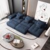 Modern Oversized Modular Sectional Sofa, Sparkling Chenille Fabric Soft Cushion Sofa With 6 Pillows, 6 Pieces Diy Combination Tufted Sofa, No Assembly Required - Blue - Image 10