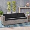 Thalassa - Outdoor 3 Seater Sofa With Removable Cushions And Steel Frame - Dark Gray / Black - Image 2