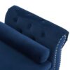 Velvet Multifunctional Storage Ottoman Bench With Pillow - Navy Blue - Image 8