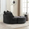 360° Swivel Accent Barrel Chair With Storage Ottoman & 4 Pillows, Modern Chenille Leisure Chair Round Accent For Living Room - Gray - Image 7