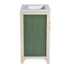 Bathroom Vanity Cabinet With Ceramic Sink Combo Set, Frame Modern Bathroom Storage Cabinet With Height Adjustable Shelf - Beige / Green - Image 19