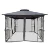 10 X 10 Ft Patio Gazebo Tent With Ventilated Double Roof And Mosquito Net Canopy For Backyard Or Garden - Gray - Image 5