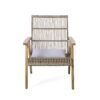 Acacia Wood Cape Woven Wicker Large Lounge Chair With Pillow For Patio, Deck, Yard, Lawn And Garden Seating Wicker (Set of 2) - Teak - Image 12