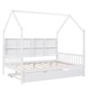 Full Size House Bed With Trundle, Kids Bed With Shelf - White - Image 6