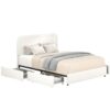 Liv - Queen Upholstered Platform Bed With Patented 4 Drawers Storage - Ivory Boucle - Image 3