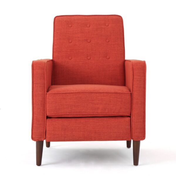 Macedonia - Mid Century Modern Button Tufted Fabric Recliner - Orange