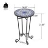 French Country Patio Side Table With Vibrant Tile Top - Blue / Black - Image 6