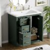 Bathroom Vanity With Ceramic Sink Combo, Frame Bathroom Storage Cabinet, Freestanding Vanity Set With 3 Drawers & Soft Closing Doors - Green - Image 25