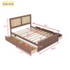 Queen Wood Storage Platform Bed With 4 Drawers Rattan Headboard - Antique Natural - Image 3