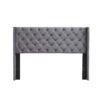 Queen Platform Tufted Upholstered Bed With Wings Design, Strong Wood Slat Support - Gray - Image 4