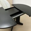 Dining Table For Farmhouse Kitchen Expandable Oval Table Top With Removable Leaf Trestle X Shaped Base - Black - Image 20