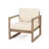 4 Pieces Acacia Wood Patio Furniture Set, Outdoor Furniture With Coffee Table, Patio Conversation Set Deep Seating With Soft Cushion, Porch Chairs For Backyard Porch Balcony - Brown Wash / Beige - Image 8