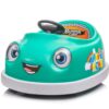 Bumper Car For Kids, 12V Dual Drive 1-6 Years Old Children's Electric Car With Pushrod Dinner Plate USB Bt Music Rocking Horse Mode Anti-Collision Bumper Ride On Car - Green - Image 12