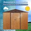 Outdoor Metal Storage Shed With Floor Base - Coffee - Image 4