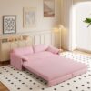 Queen Pull Out Sofa Bed, 3 In 1 Convertible Sleeper Sofa With Side Storage Multifunctional Velvet Loveseat Bed For Living Room - Pink - Image 13