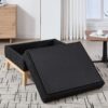 Upholstered Storage Ottoman With Reversible Lid Coffee Table, Foot Stool Square Footrest With Rubberwood Legs For Living Room Bedroom Entryway And Office - Black - Image 7