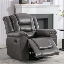 360° swivel And Rocking Home Theater Recliner Manual Recliner Chair With Wide Armrest For Living Room - Gray