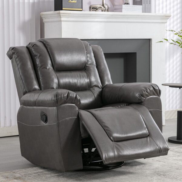 360° swivel And Rocking Home Theater Recliner Manual Recliner Chair With Wide Armrest For Living Room - Gray