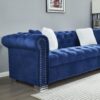 Reversible Sectional Sofa 4 Seater Oversized Convertible L Shaped Couch Velvet Sofa Couch - Navy Blue - Image 6
