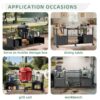 Outdoor Grill Table For Big Egg Style Bbq With Metal Grill Cart And Storage Box And Metal And Stainless Steel - Black / Silver - Image 6