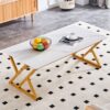 Modern Marble Pattern Coffee Table With Metal Legs, Sintered Stone Surface - White / Gold - Image 5