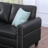 Irine - Faux Leather Sectional Sofa With Ottoman - Black - Image 7