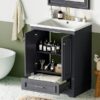 Bathroom Vanity With Ceramic Sink Combo, Modern Freestanding Storage Cabinet With Silver Handles, Soft Closing Doors - Blue Gray - Image 23