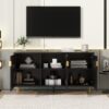 Modern TV Stand With 3 Doors And Adjustable Shelves For Living Room, Fits TVs Up To 70" - Black - Image 5