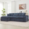 Cloud Sectional Sofa Upholstered Sofa Couch With Double-Layer Cushion And Side Pockets - Blue - Image 11