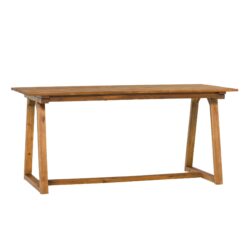 Contemporary Solid Wood Slat Top Patio Dining Table - Black Wash