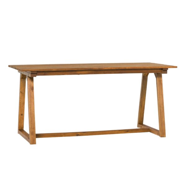 Contemporary Solid Wood Slat Top Patio Dining Table - Black Wash
